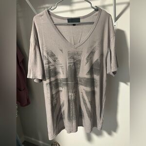 Guess Fast & Furious 6 Union Jack Men's Grey V-Neck Tee